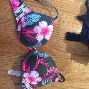Pink victoria secret floral push up bra 32B