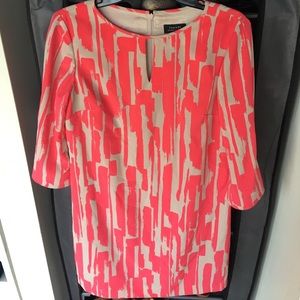 Tahari Coral and tan dress