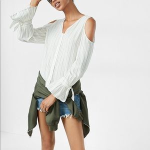 Cold Shoulder Tie Sleeve Top