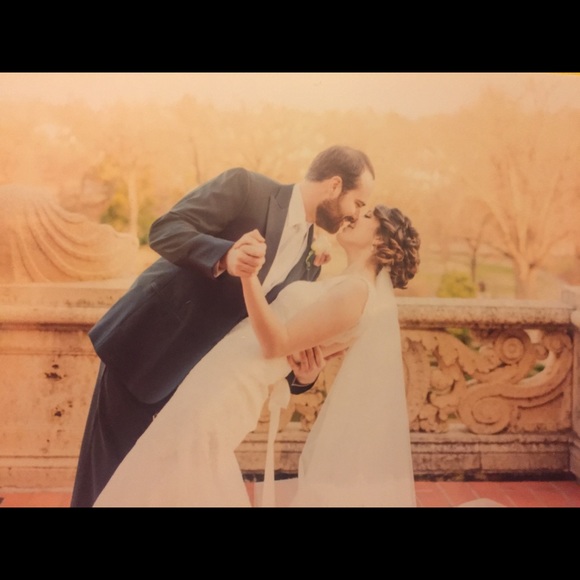 Davids Bridal Open Back Wedding Dress - Picture 2 of 8