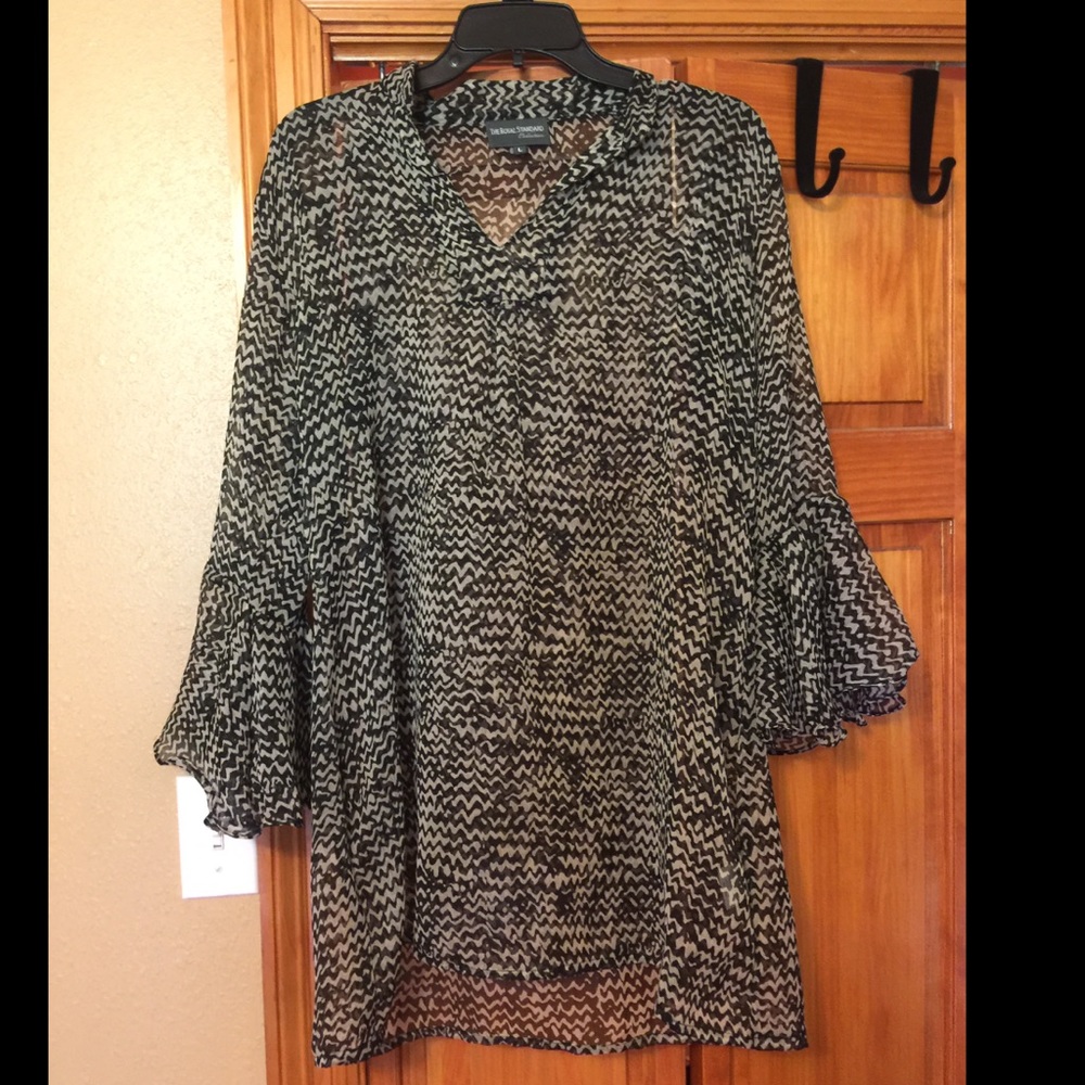 Sheer Ruffle-Sleeved Tunic