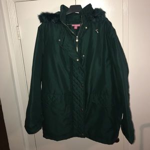 Emerald green microfiber down parka