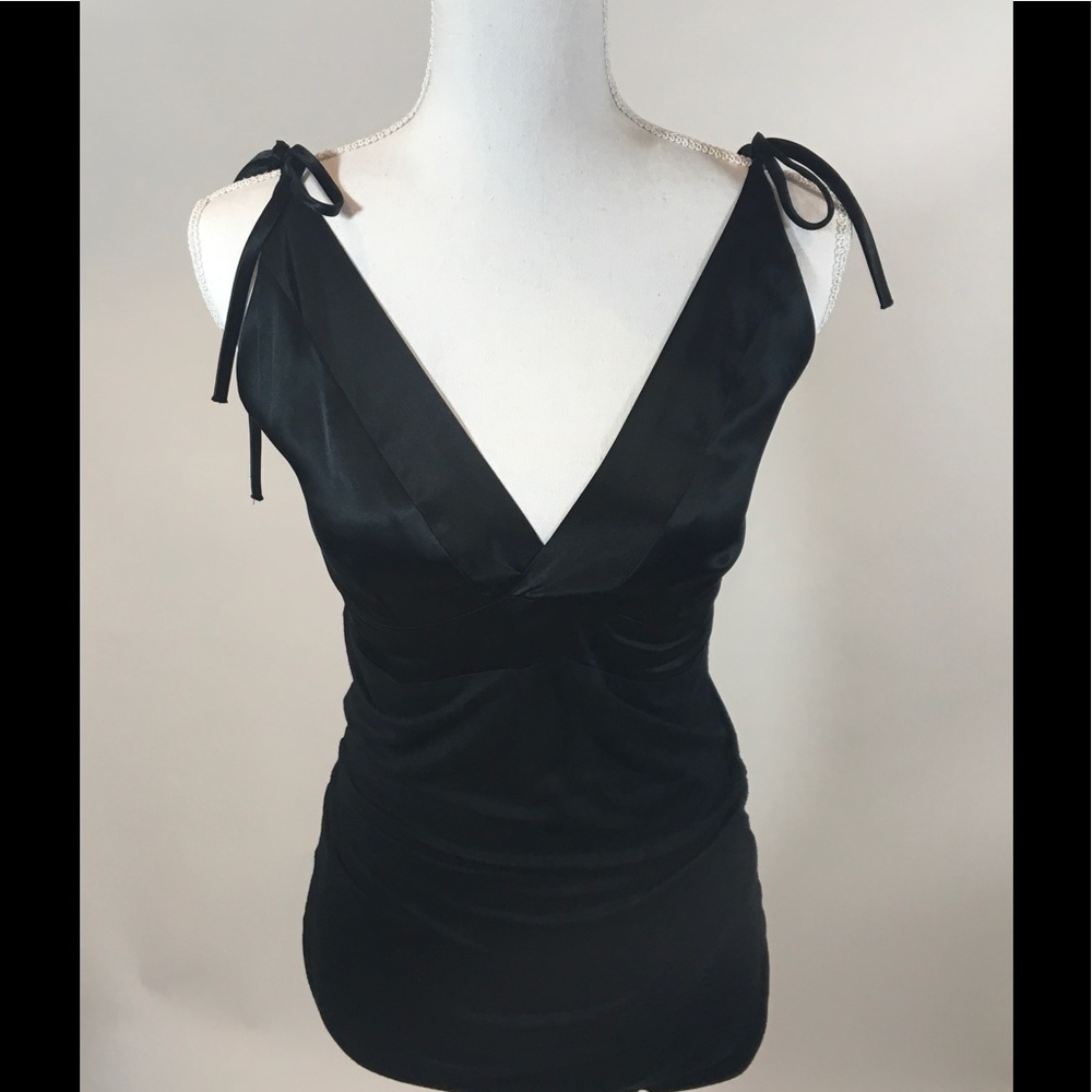 Reneè Bardot Black Silk Top Ties at shoulders Med