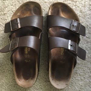 Arizona Birkenstocks in brown leather