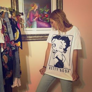 Printed "Betty Boop" long graphic tee