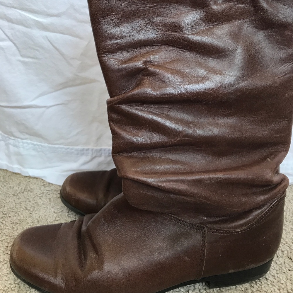 Brown leather boots
