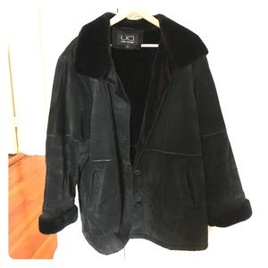 Real Suede/Leather and Faux Fur Coat