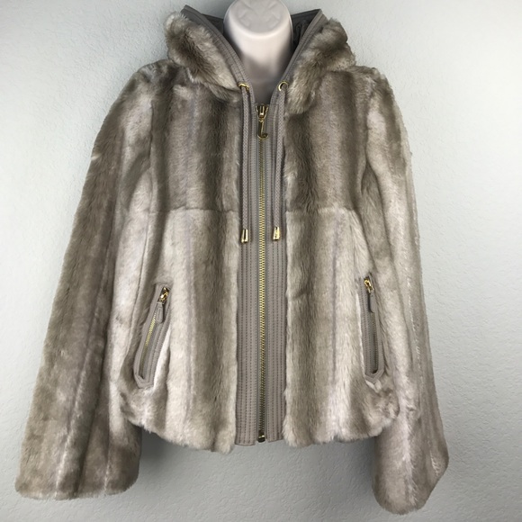 Juicy Couture Jackets & Blazers - Juicy Couture Hooded Faux Fur Swing Cropped Coat