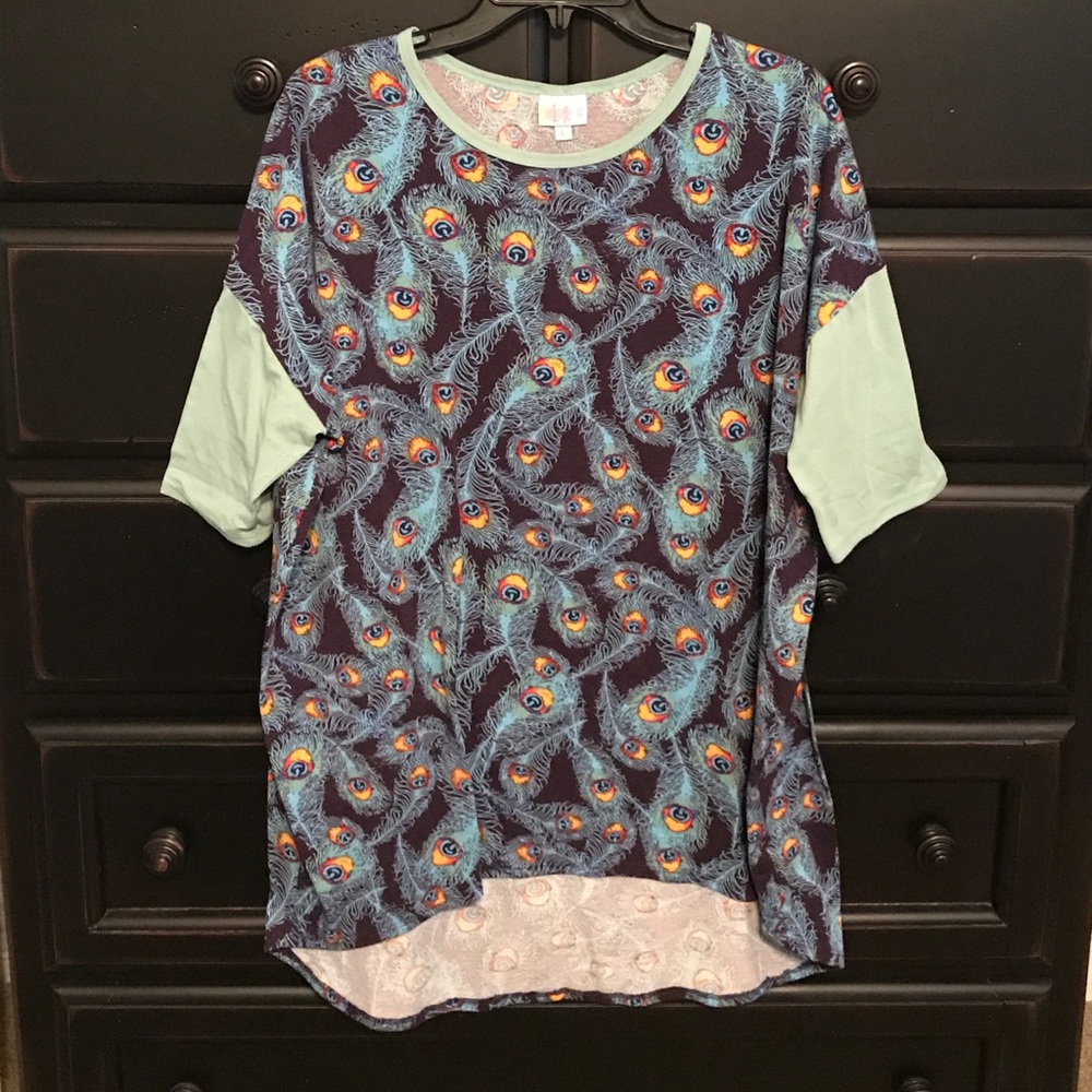 LuLaRoe Irma peacock feathers