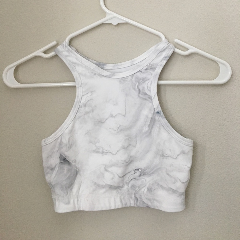 Marble Print Crop Sports Bra