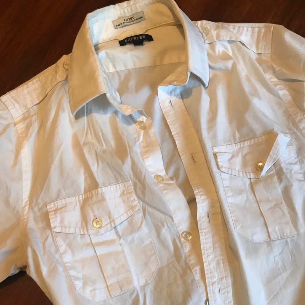 Express Fitted Casual Button Down Shirt