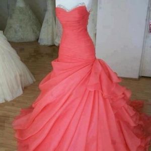 Women's Pink Coral Sweetheart Strapless Gown Prom