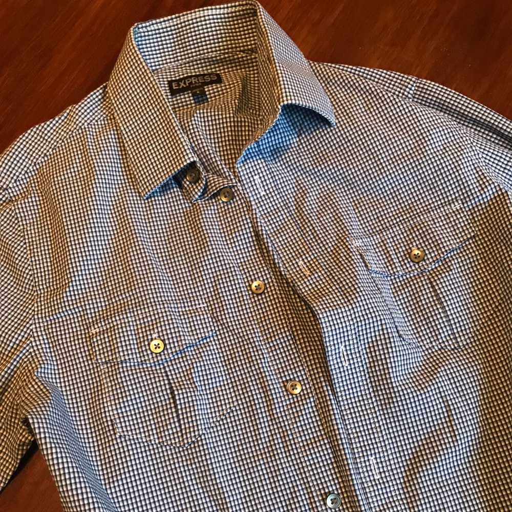 Express Fitted Casual Button Down long sleeve