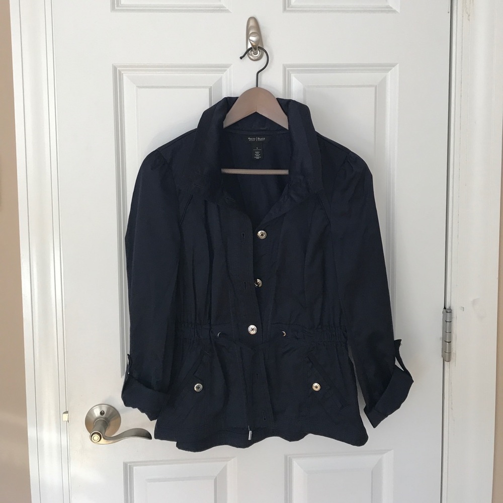 Navy silk feel utility jacket