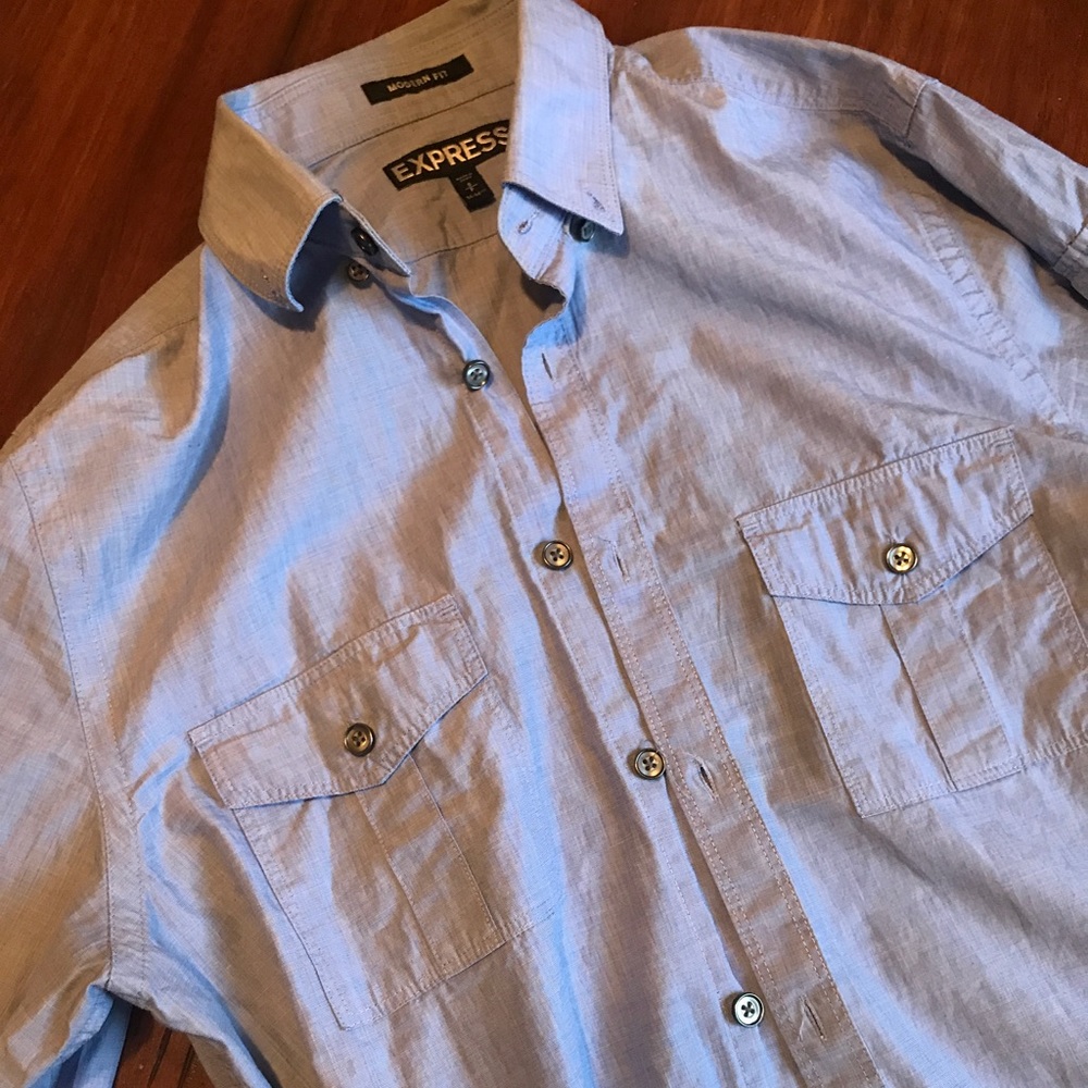 Express Fitted Casual Button Down long sleeve
