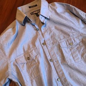 Express Fitted Casual Button Down long sleeve