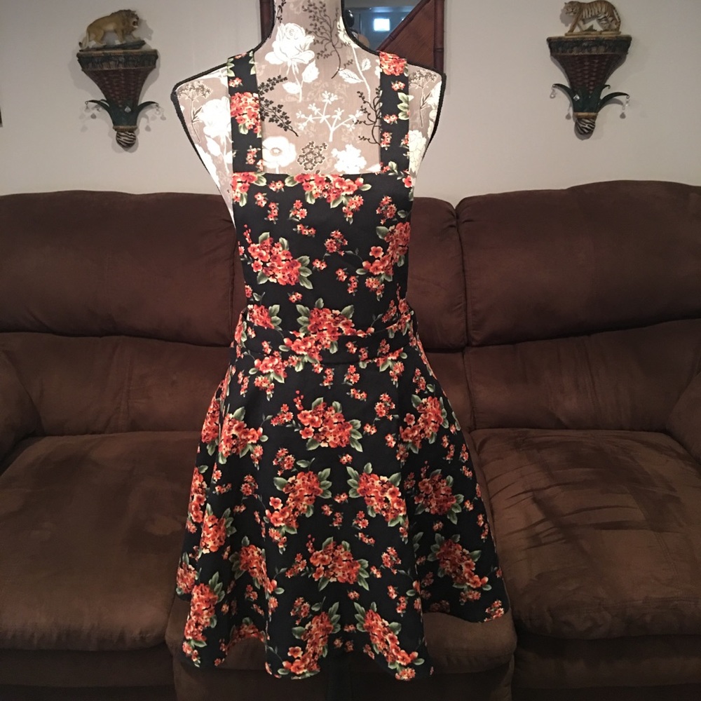 Overall floral dress