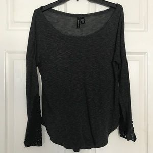 Grey Full Tilt shirt with patterned sleeves