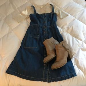 Denim A-line Overall Dress