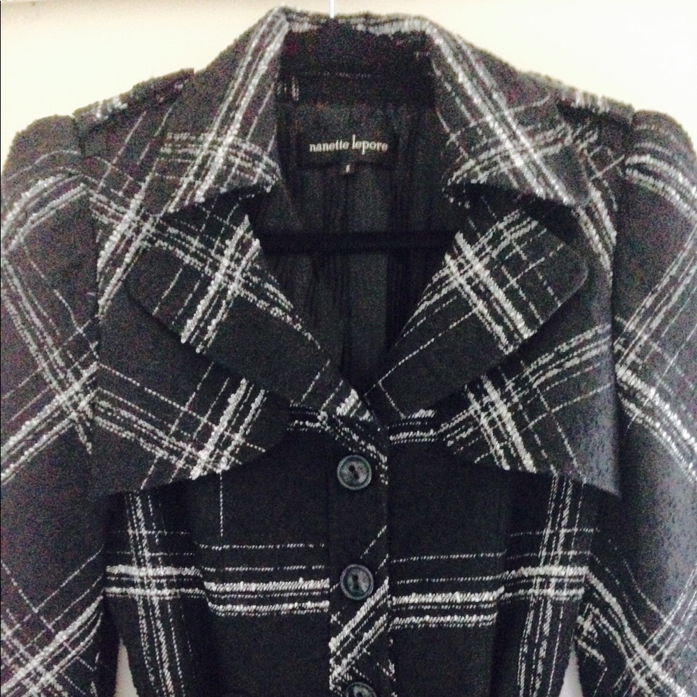 Tweed peplum waist jacket.