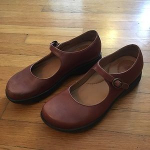 Dansko leather Mary Jane brown clog shoe
