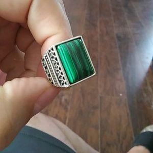 Brand new men's malachite ring size 11 alloy metal