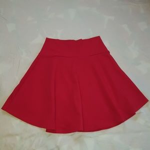 Solid Color Light Shade Red High Waist Mini Skirt