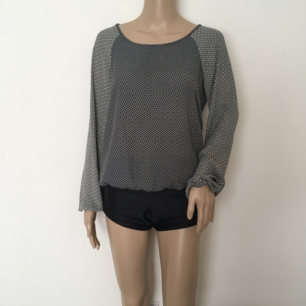 Max Studio LS Dainty Floral Sheer Top