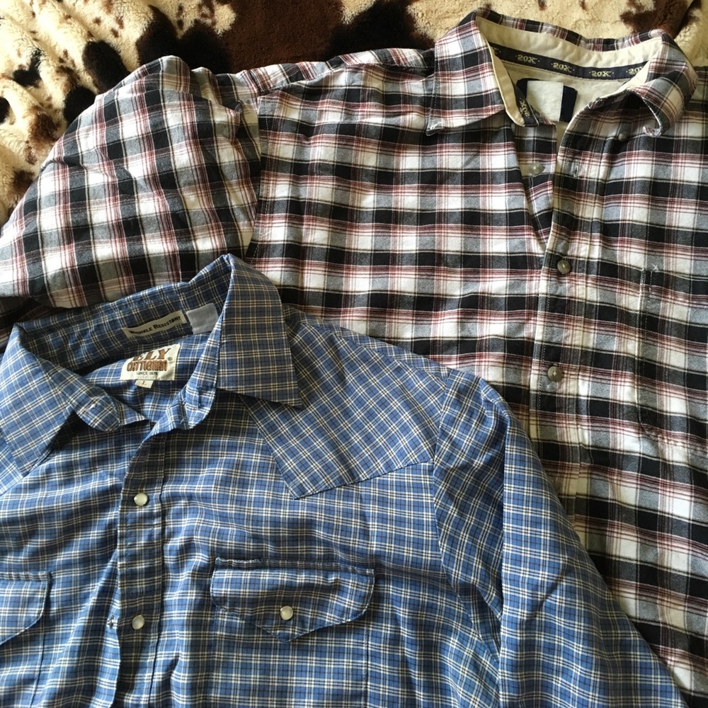 🐴 Men's Plaid Long Sleeve Shirts. Large