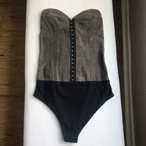 Stone Wash bustier bodysuit