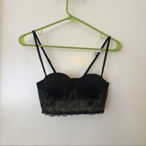 Aerie Floral Embellished Pushup Corset black