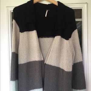 Free People Colorblock Long Cardigan