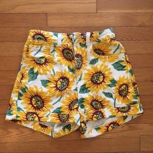 American Apparel sunflower high-waisted shorts