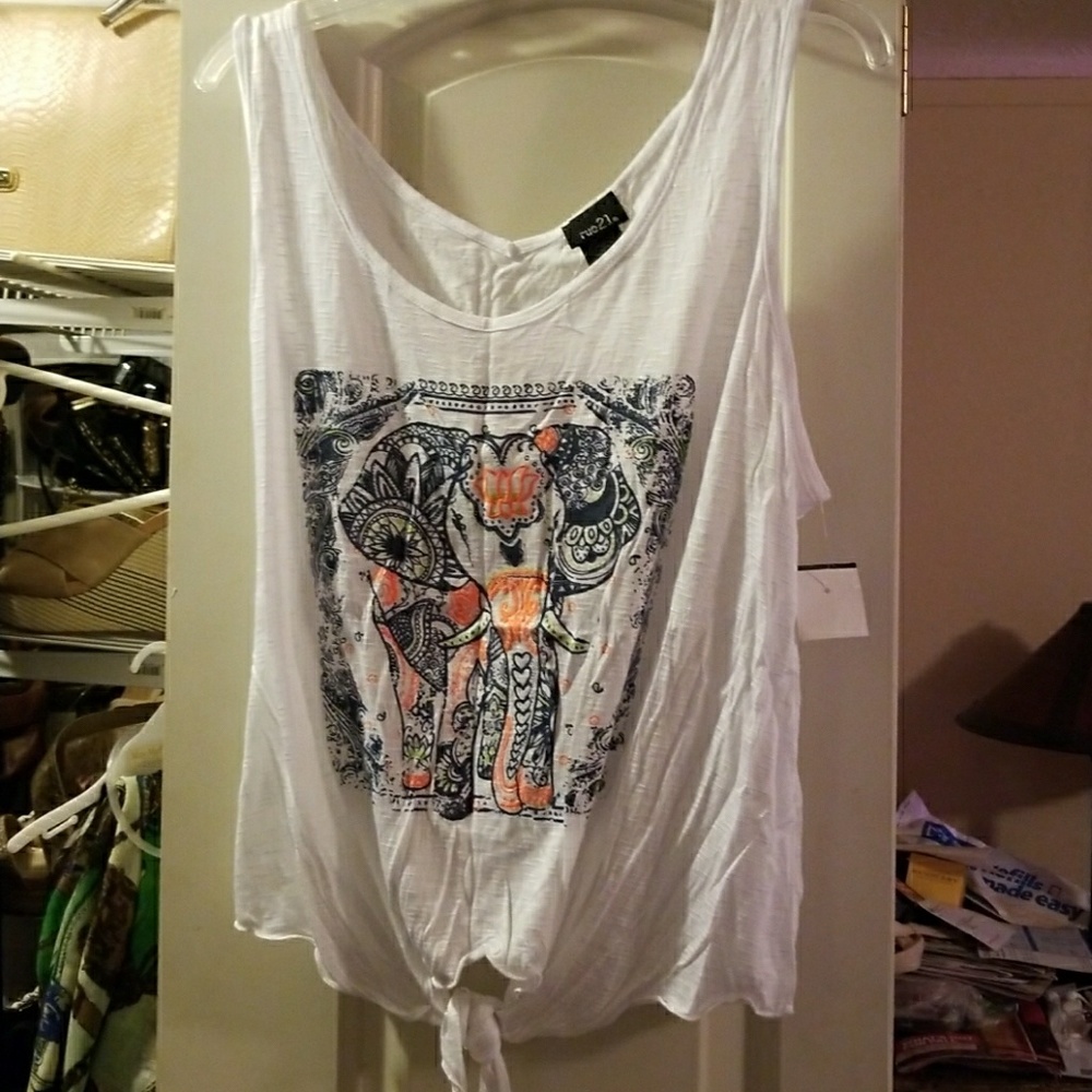 Bohemian elephant embroidered tank top