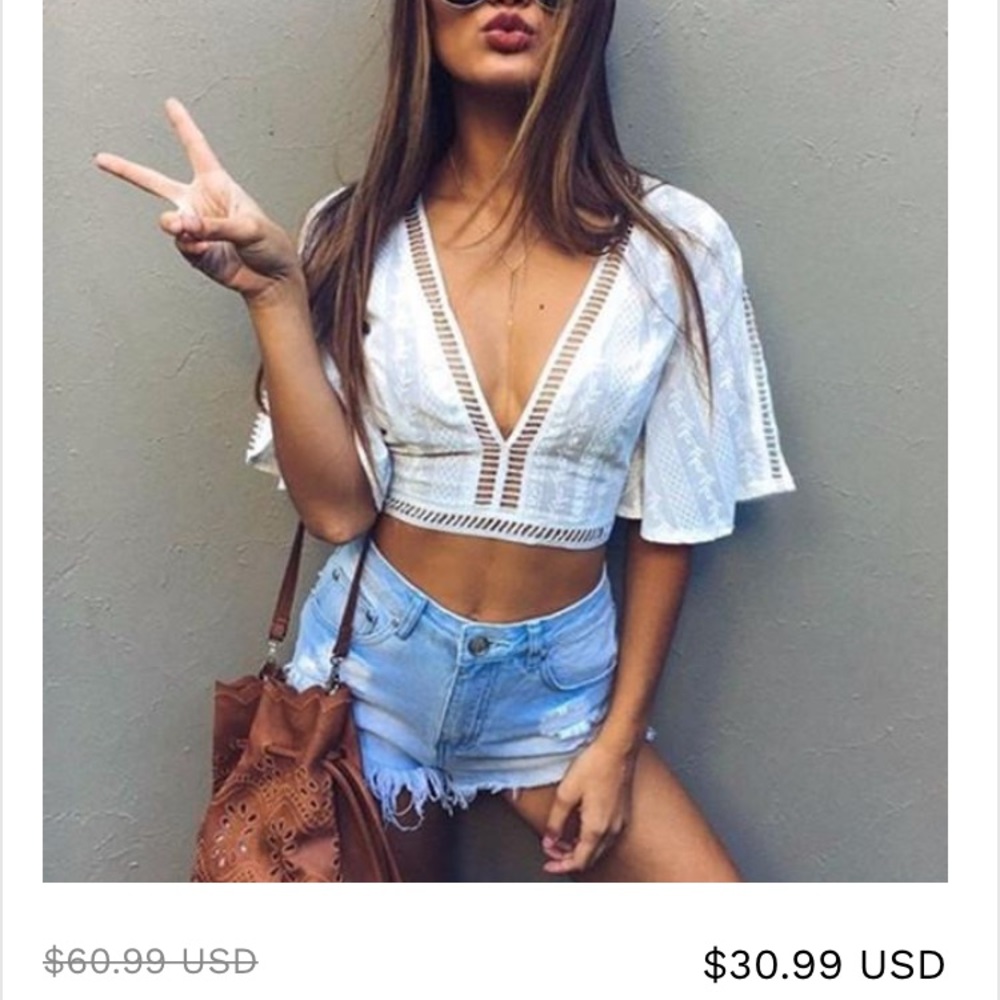 Crop top white tie back