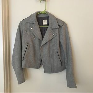 Gap wool moto jacket light heather gray