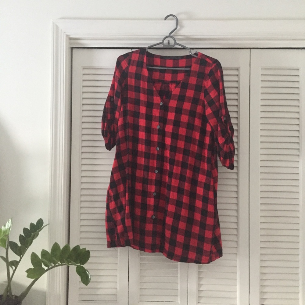 Zara red and black buffalo plaid dress/tunic