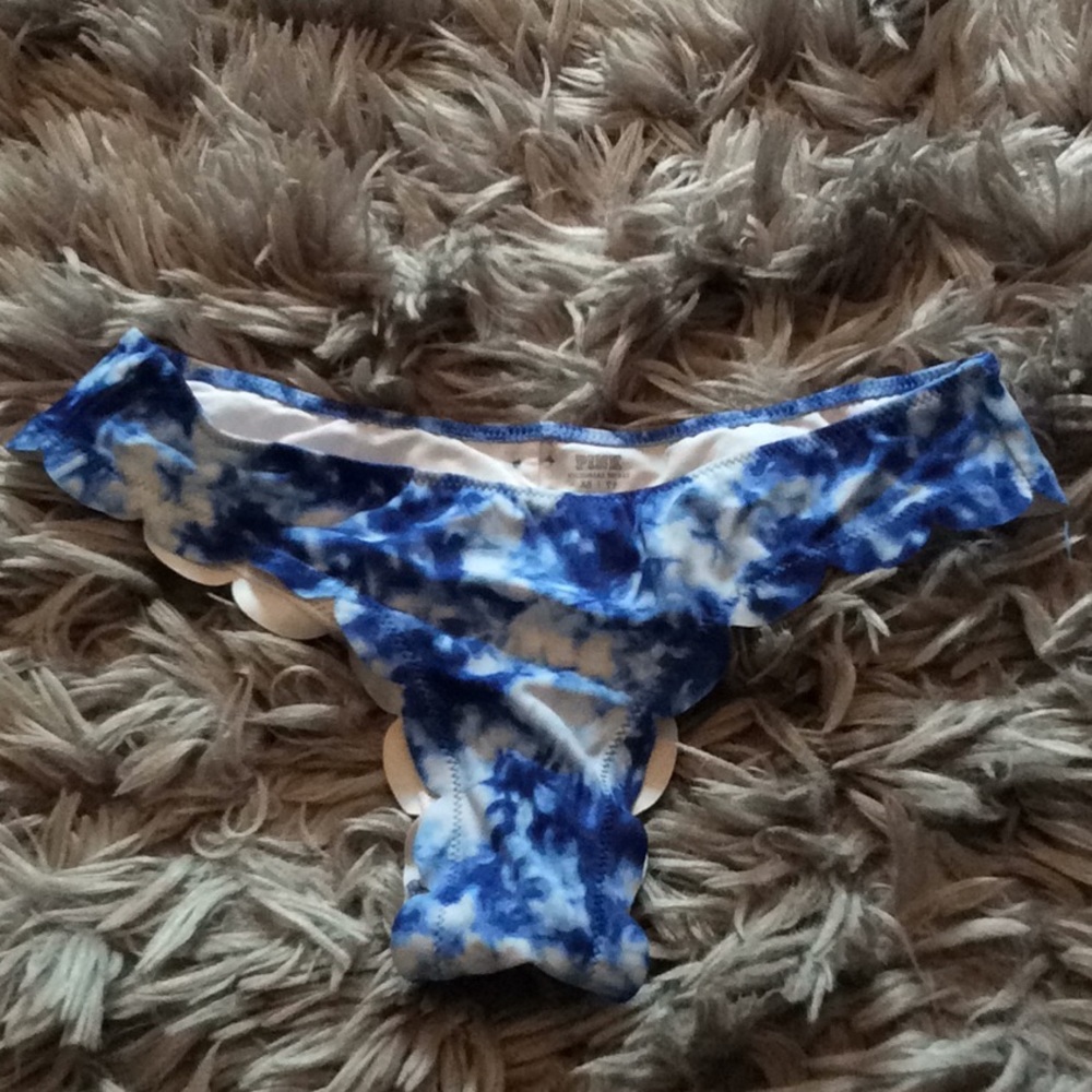 PINK Scalloped Tie Dye bikini bottoms