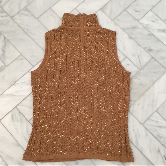 ✂️Carmen Marc Valvo beaded sleeveless turtleneck - Picture 2 of 4