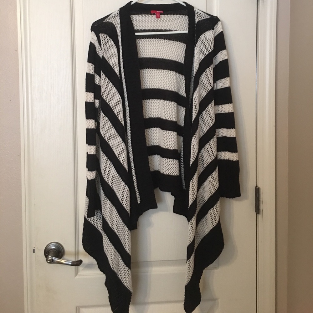 See thru black and white sweater