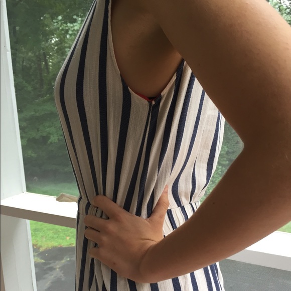 Zara Basic Striped Cotten/linen Dress - Picture 2 of 8