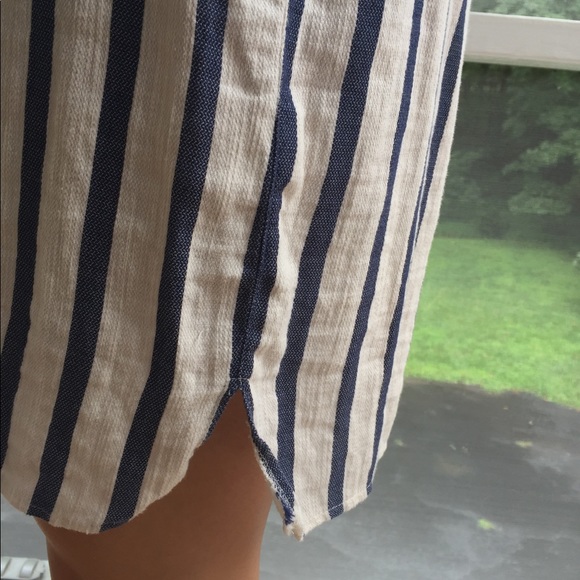 Zara Basic Striped Cotten/linen Dress - Picture 3 of 8
