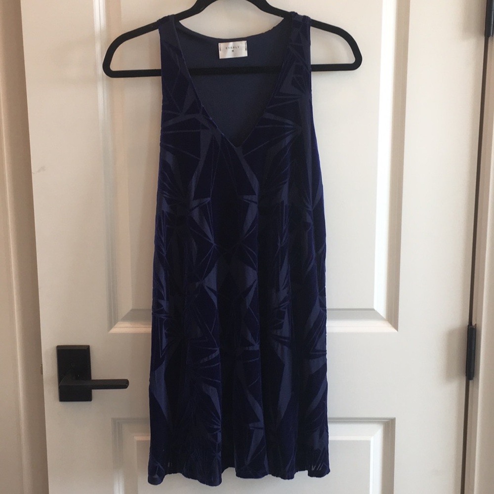 Navy velvet geometric designed dress (lined)size M