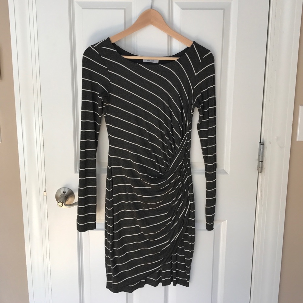 Bailey44 gray & white striped dress