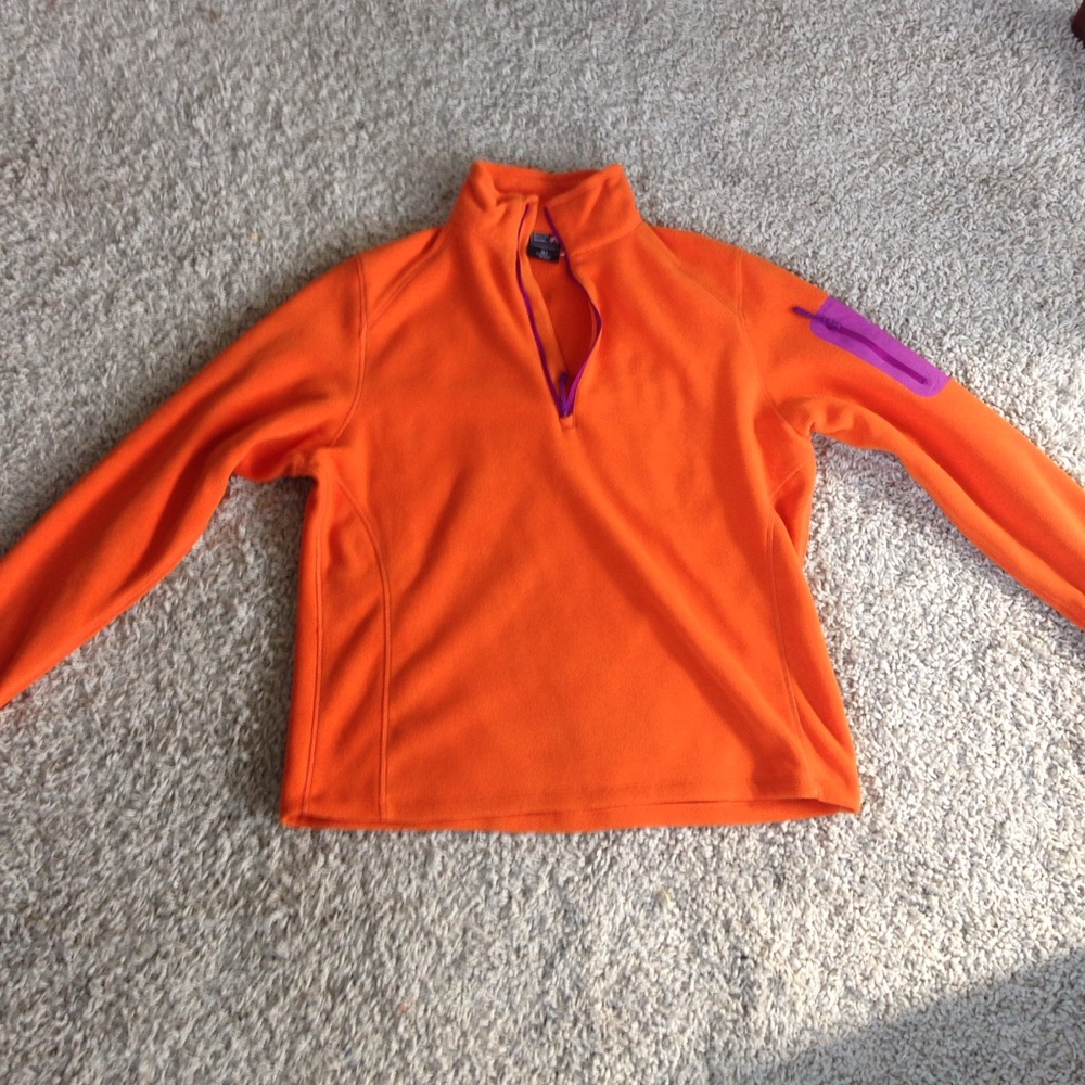 Orange Fleece 3/4 Zip Pull Over, L