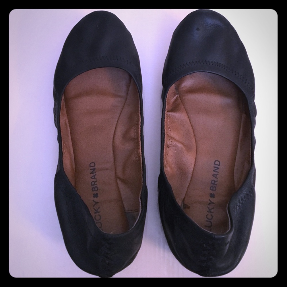 Lucky Brand Emmie black leather ballet flats VGUC