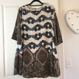 Abstract printed shift dress