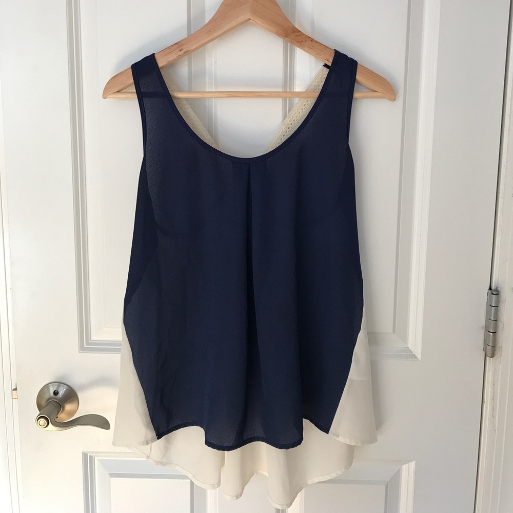 Cute summer top in navy & cream.