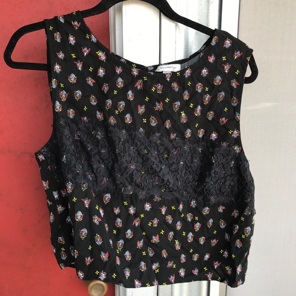 black flower print tank
