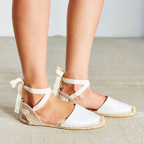 New white classic leather Sandals espadrilles - Picture 3 of 4